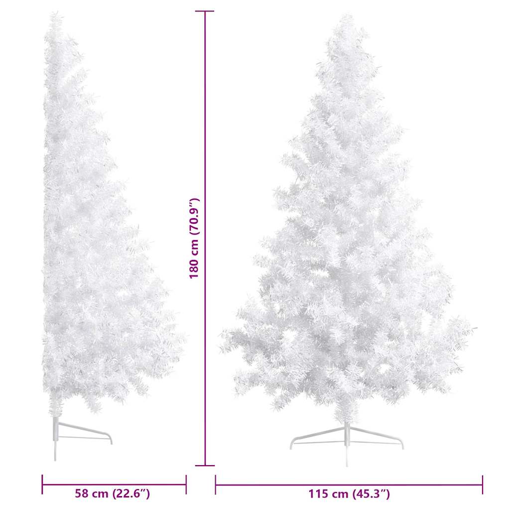 Artificial Half Pre-lit Christmas Tree with Stand White 180 cm PVC