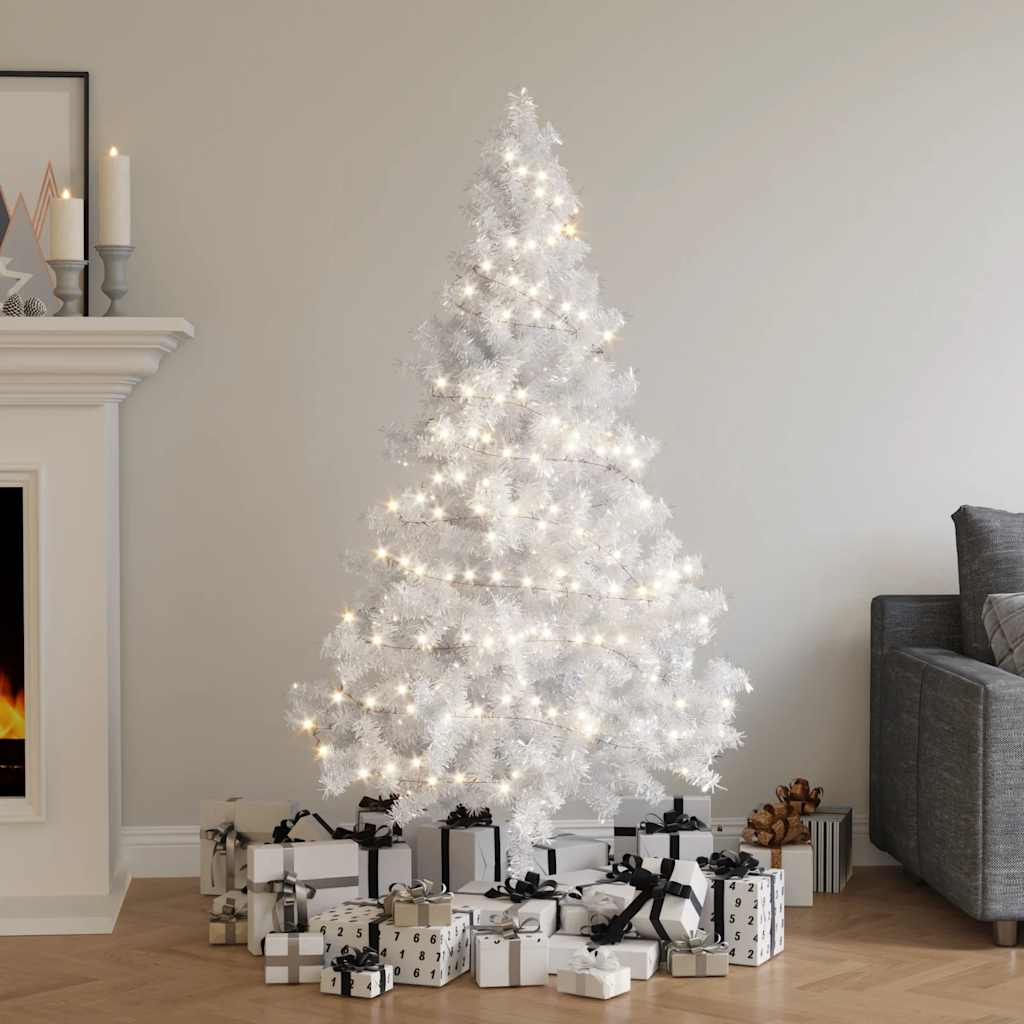 Artificial Half Pre-lit Christmas Tree with Stand White 180 cm PVC