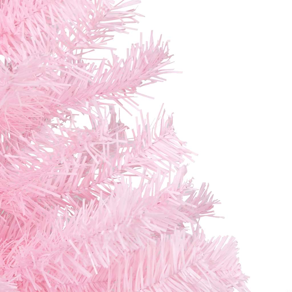 Artificial Pre-lit Christmas Tree with Stand Pink 180 cm PVC