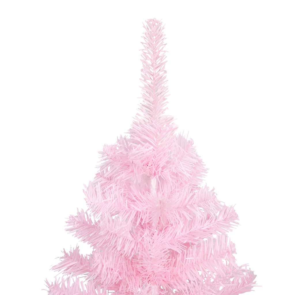 Artificial Pre-lit Christmas Tree with Stand Pink 180 cm PVC