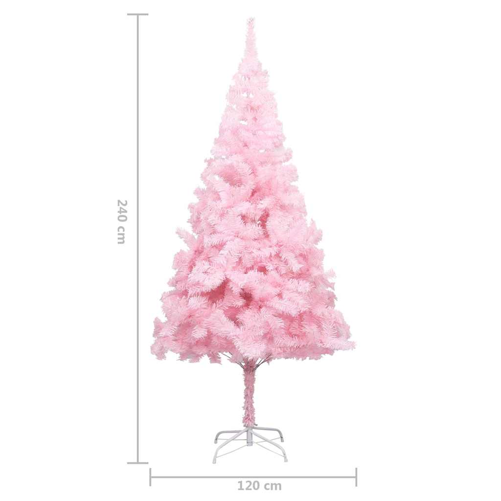 Artificial Pre-lit Christmas Tree with Stand Pink 240 cm PVC