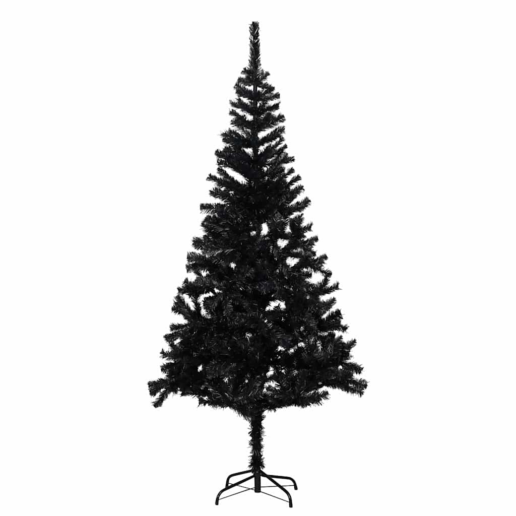 Artificial Pre-lit Christmas Tree with Stand Black 180 cm PVC