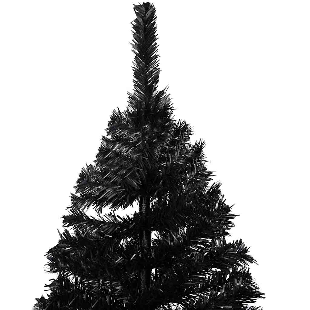 Artificial Pre-lit Christmas Tree with Stand Black 180 cm PVC