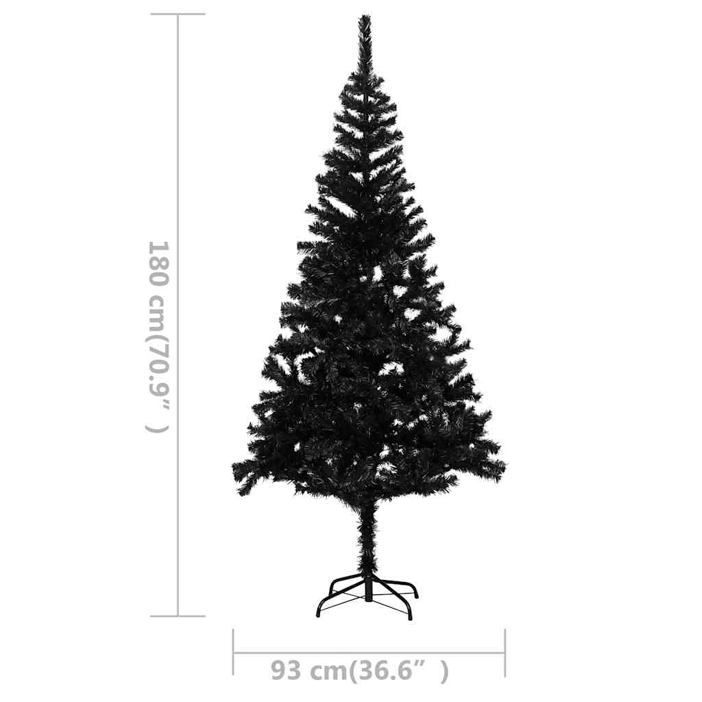 Artificial Pre-lit Christmas Tree with Stand Black 180 cm PVC
