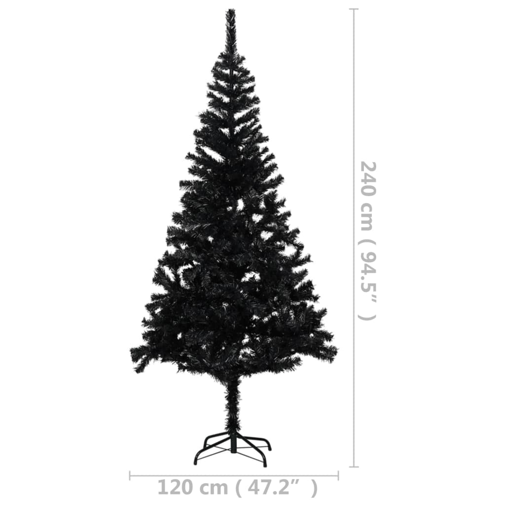 Artificial Pre-lit Christmas Tree with Stand Black 240 cm PVC