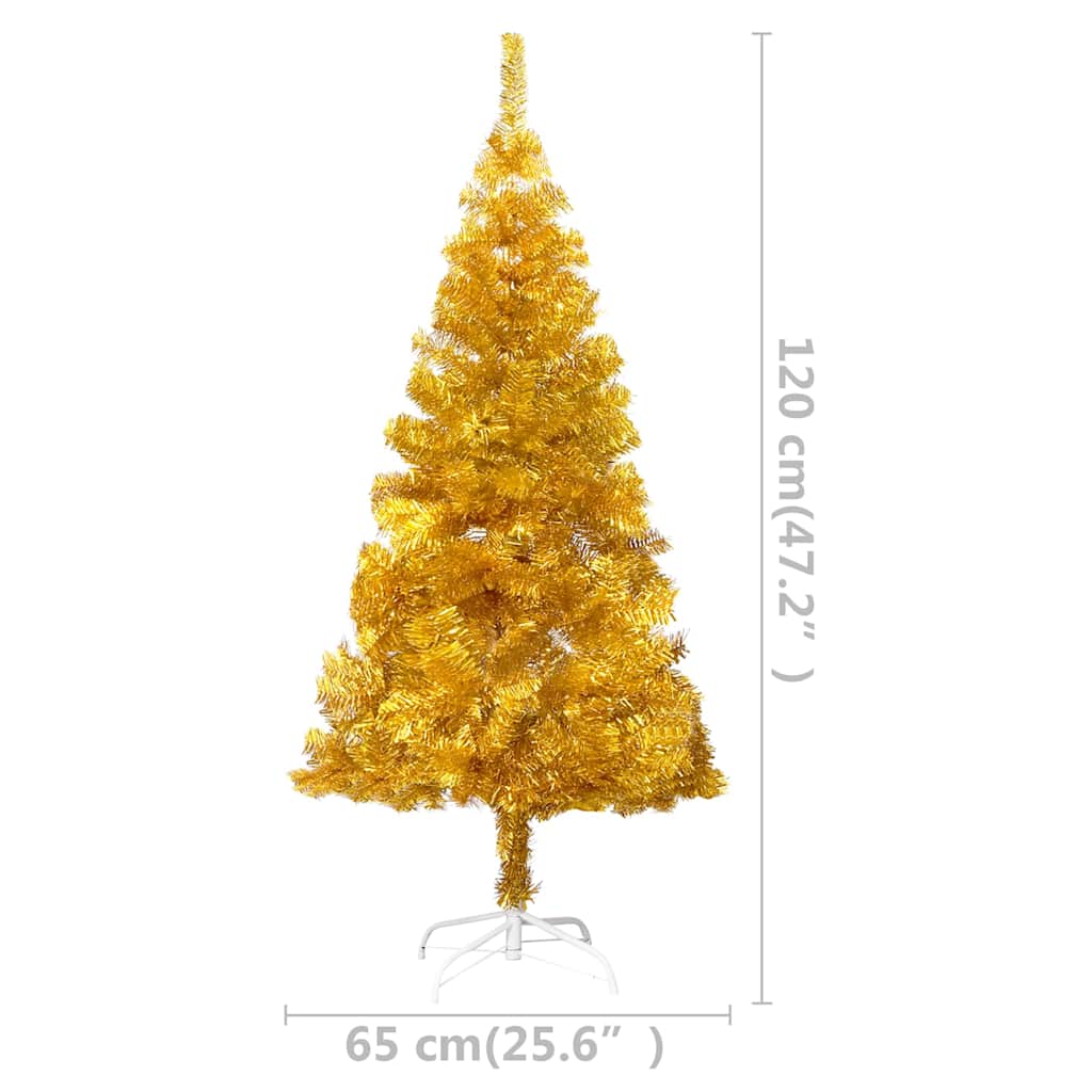 Artificial Pre-lit Christmas Tree with Stand Gold 120 cm PET