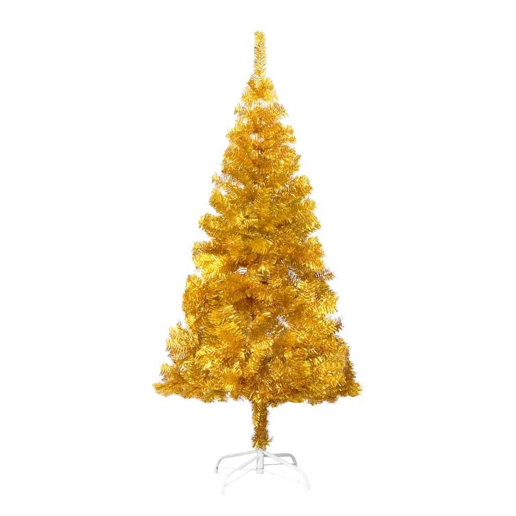 Artificial Pre-lit Christmas Tree with Stand Gold 150 cm PET