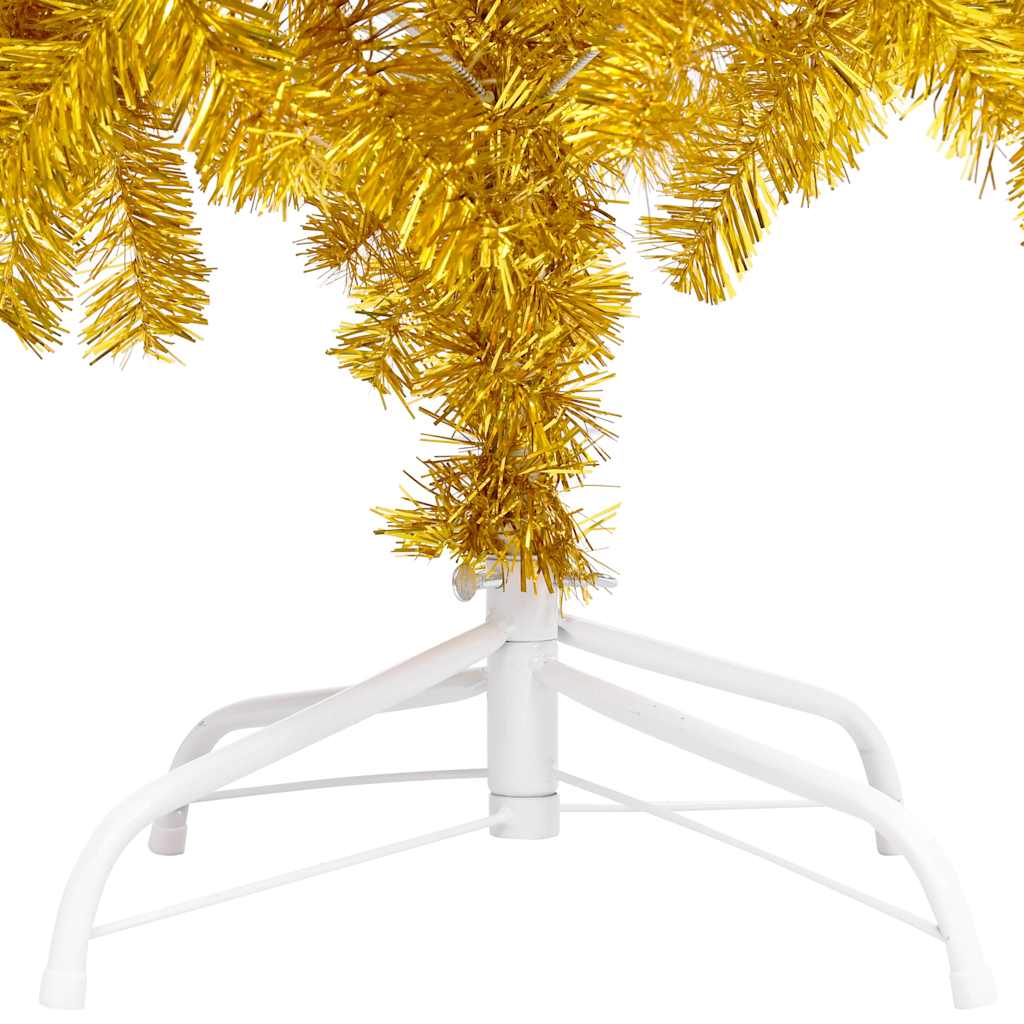 Artificial Pre-lit Christmas Tree with Stand Gold 150 cm PET