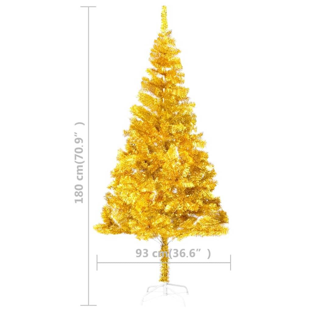 Artificial Pre-lit Christmas Tree with Stand Gold 180 cm PET