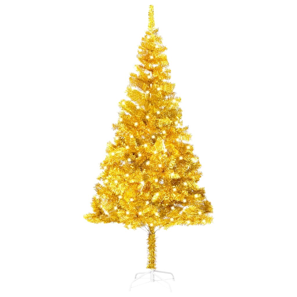 Artificial Pre-lit Christmas Tree with Stand Gold 240 cm PET