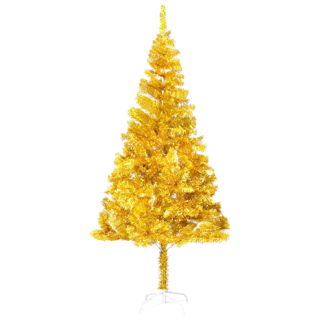 Artificial Pre-lit Christmas Tree with Stand Gold 240 cm PET