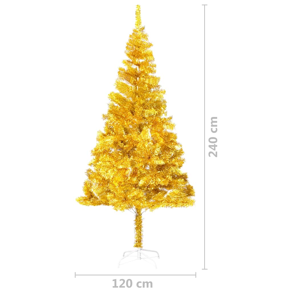 Artificial Pre-lit Christmas Tree with Stand Gold 240 cm PET