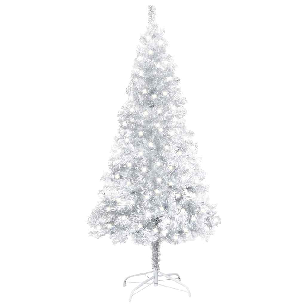 Artificial Pre-lit Christmas Tree with Stand Silver 120 cm PET