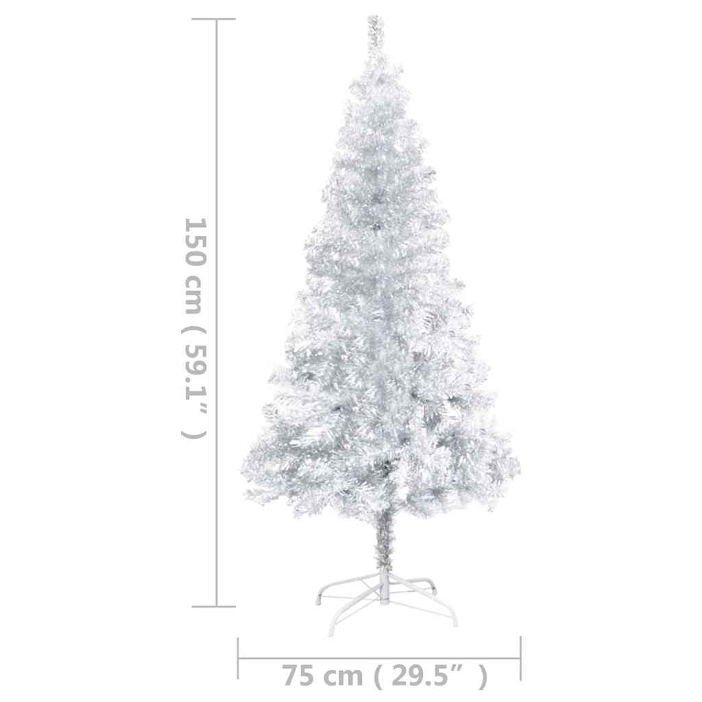 Artificial Pre-lit Christmas Tree with Stand Silver 150 cm PET