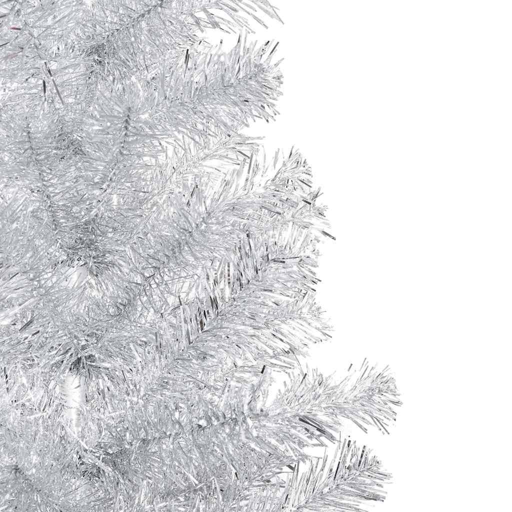 Artificial Pre-lit Christmas Tree with Stand Silver 180 cm PET