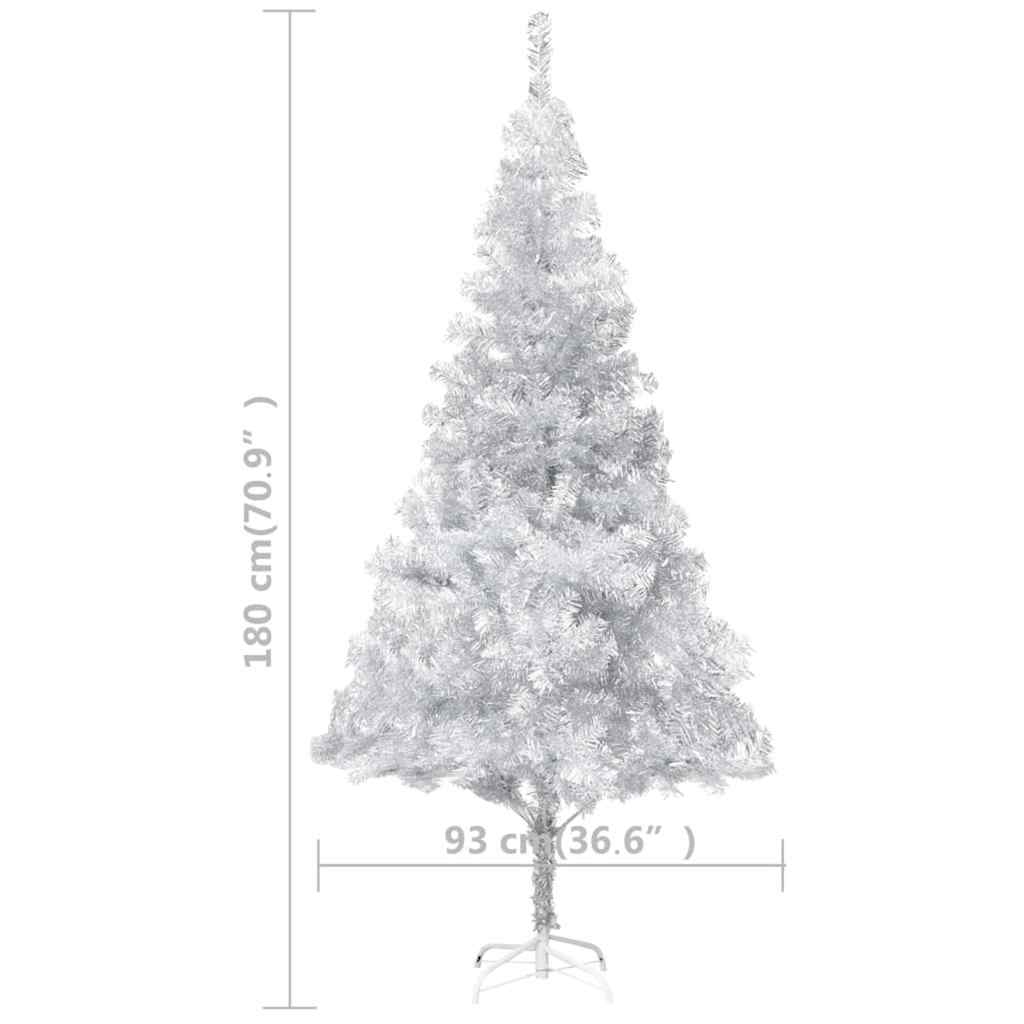Artificial Pre-lit Christmas Tree with Stand Silver 180 cm PET