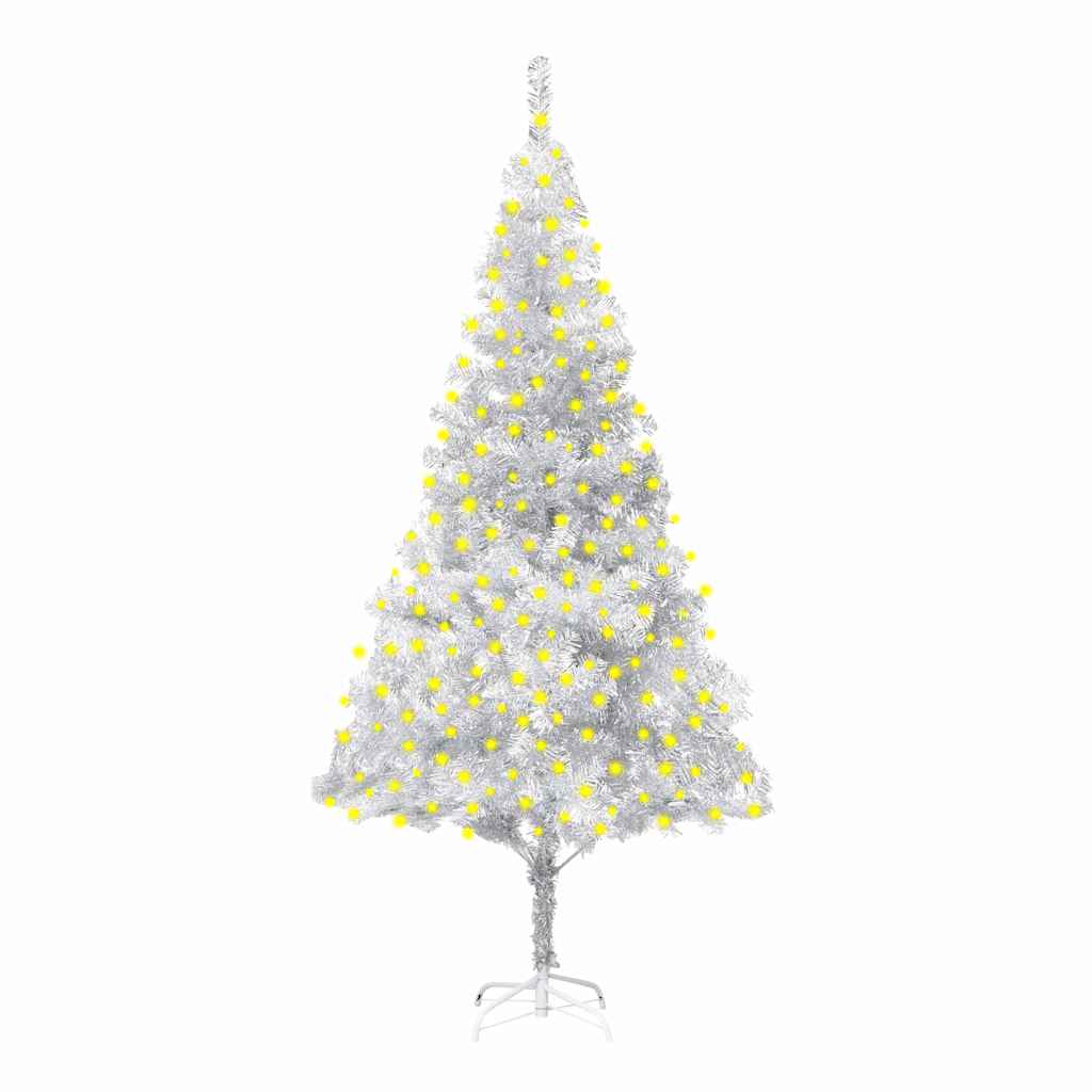Artificial Pre-lit Christmas Tree with Stand Silver 210 cm PET