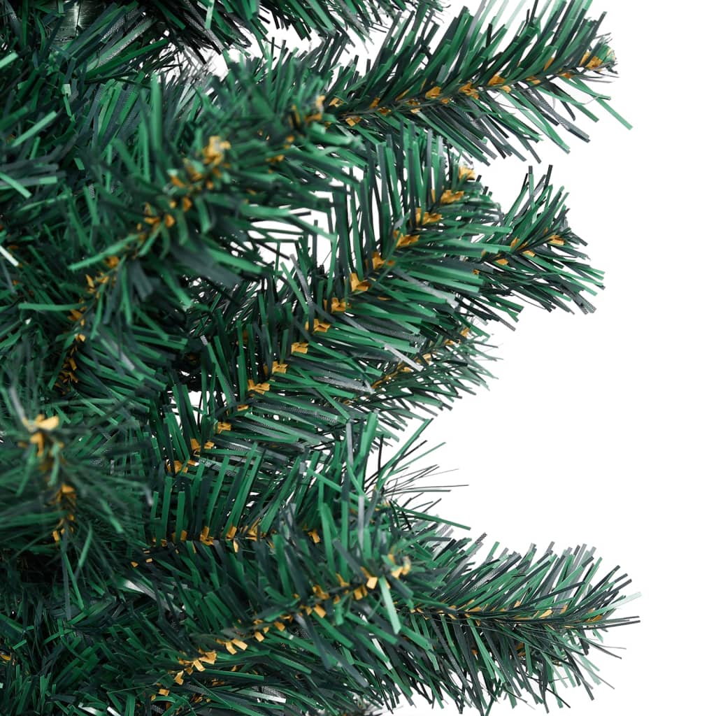 Slim Artificial Pre-lit Christmas Tree with Stand Green 180 cm PVC