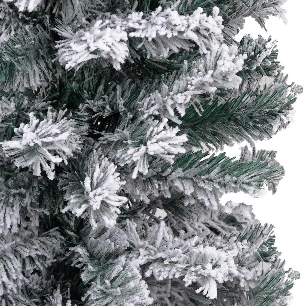 Slim Pre-lit Christmas Tree with Flocked Snow Green 120 cm PVC