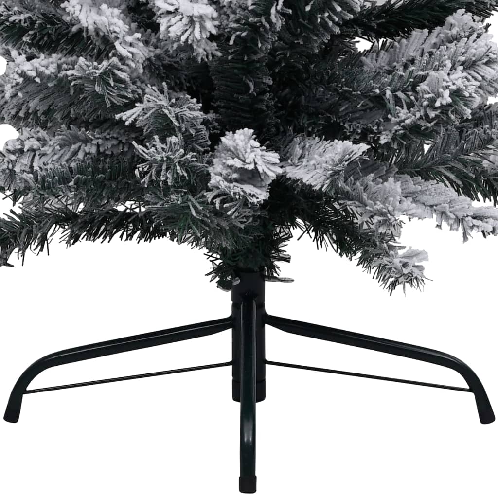 Slim Pre-lit Christmas Tree with Flocked Snow Green 120 cm PVC