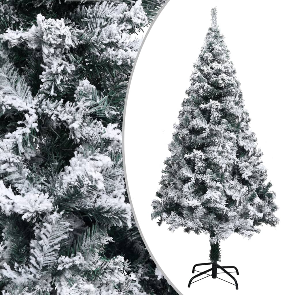 Artificial Pre-lit Christmas Tree with Flocked Snow Green 240 cm