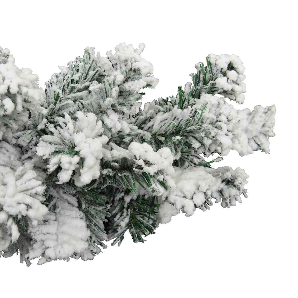 Christmas Garland with LEDs&Flocked Snow Green 5 m PVC