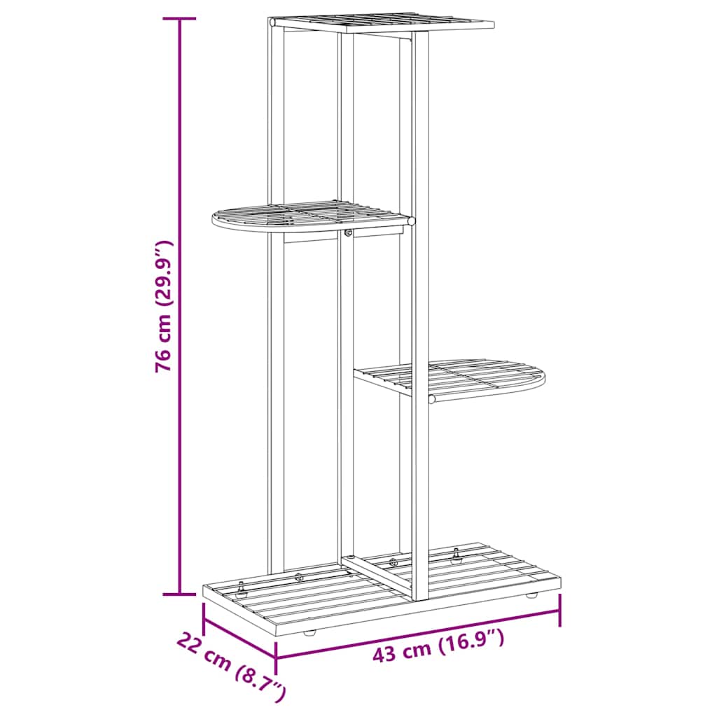 4-Floor Flower Stand 43x22x76 cm White Metal