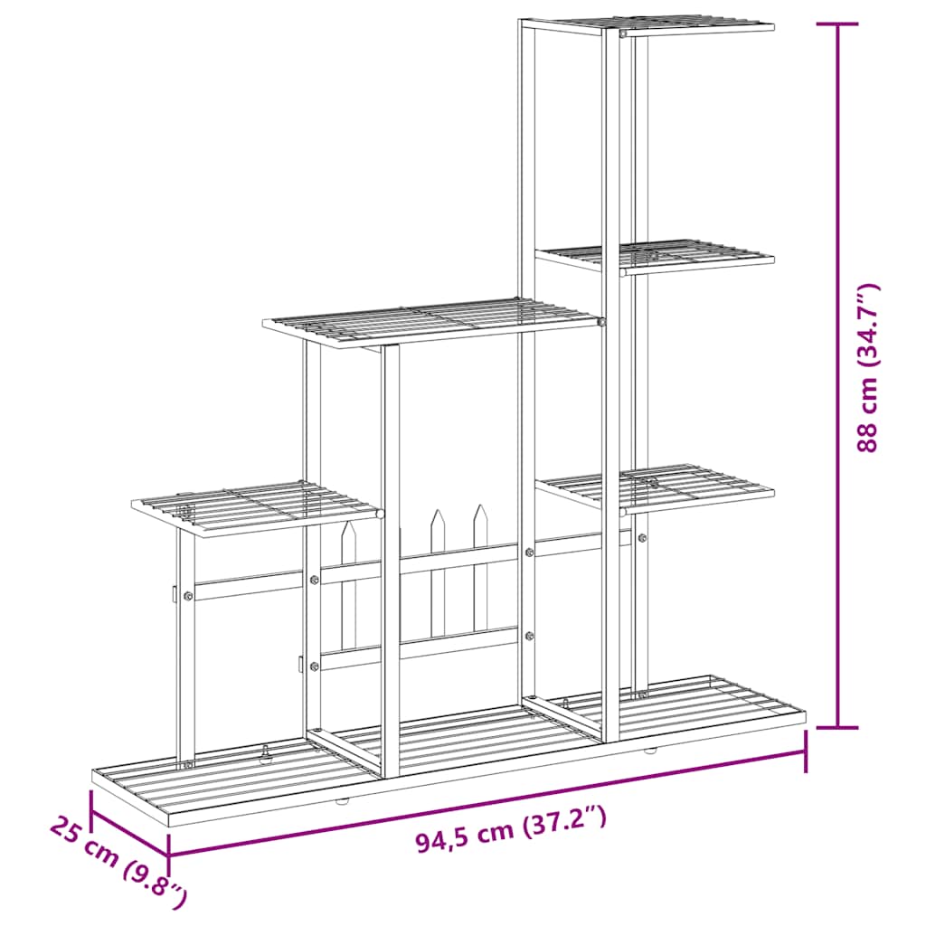 Flower Stand 94.5x25x88 cm Black Metal