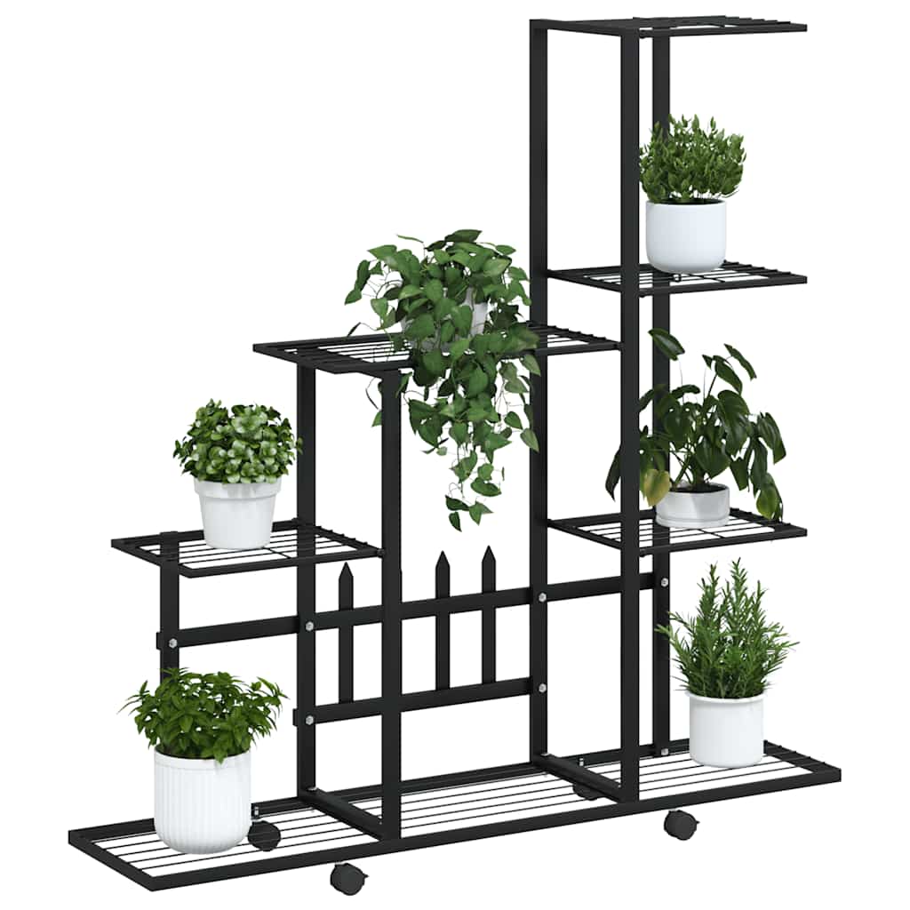 Flower Stand with Wheel 94.5x25x92.5 cm Black Metal
