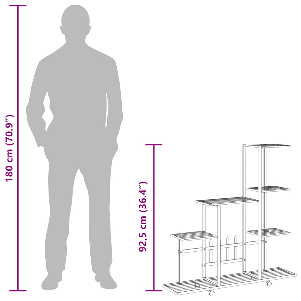 Flower Stand with Wheel 94.5x25x92.5 cm White Metal