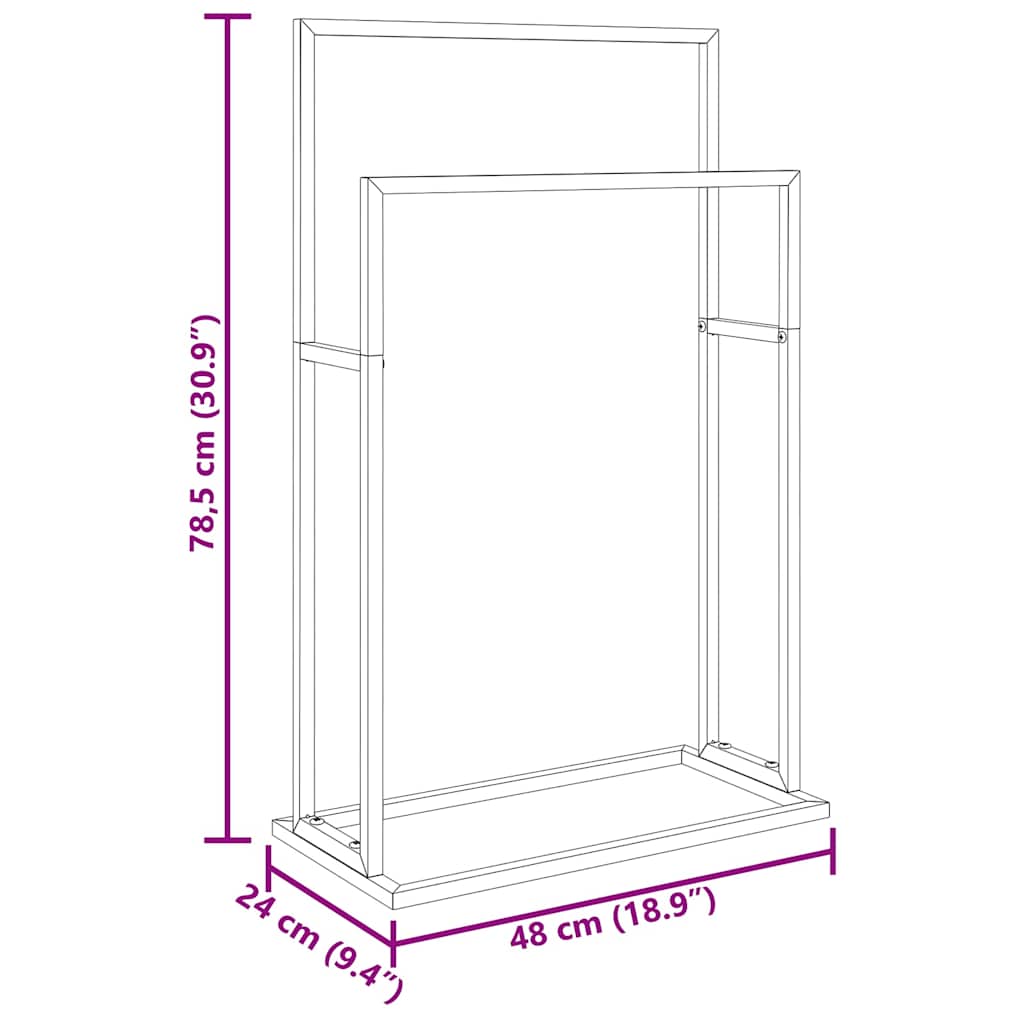 Freestanding Towel Rack Black 48x24x78.5 cm Iron