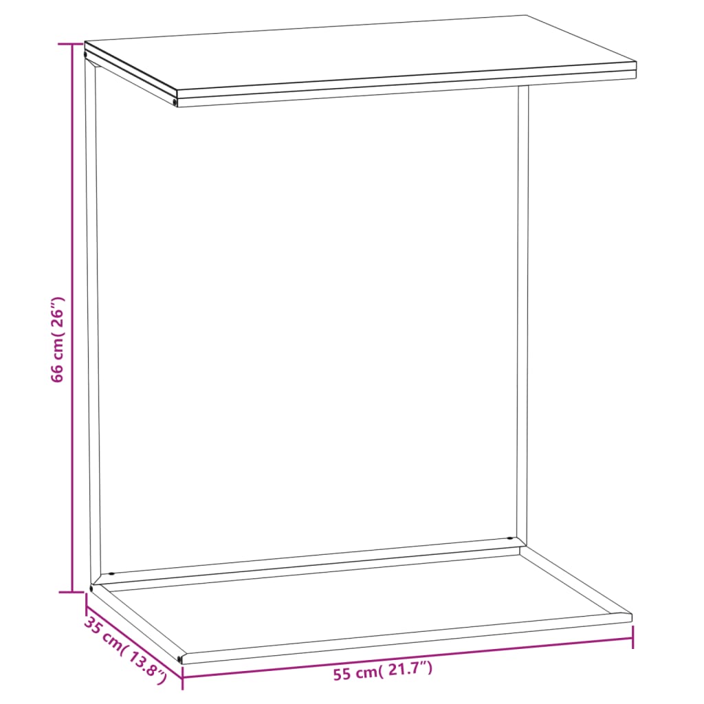 Side Table Black 55x35x66 cm Engineered Wood