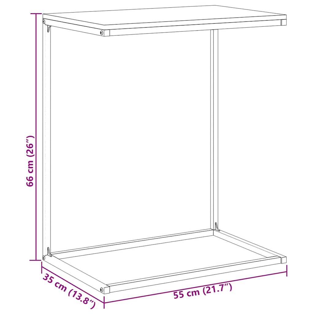 Side Table Black 55x35x66 cm Engineered Wood