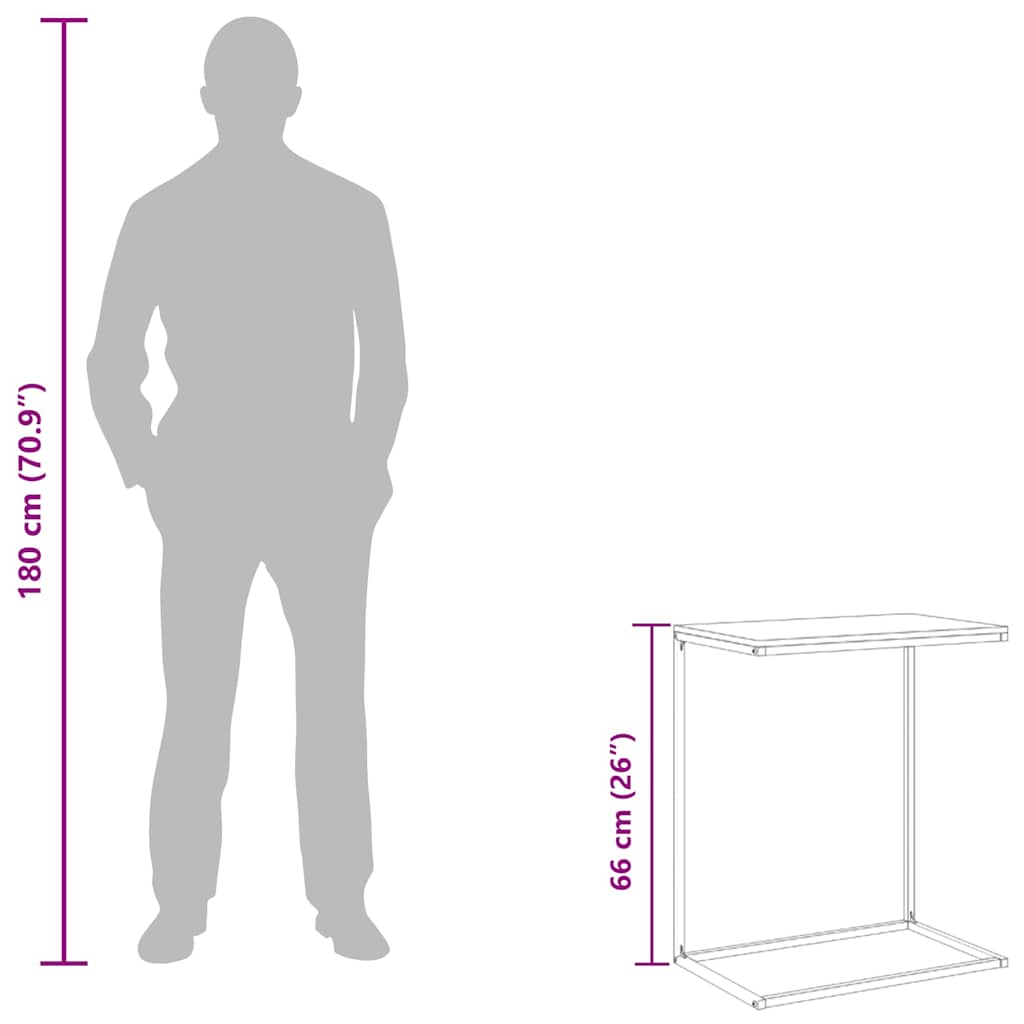 Side Table Black 55x35x66 cm Engineered Wood