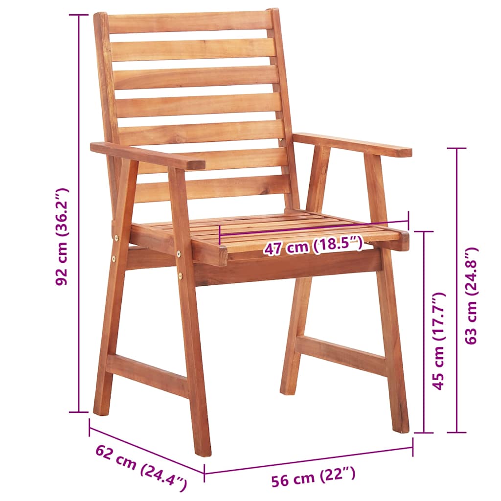 Outdoor Dining Chairs 4 pcs with Cushions Solid Acacia Wood