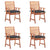 Outdoor Dining Chairs 4 pcs with Cushions Solid Acacia Wood