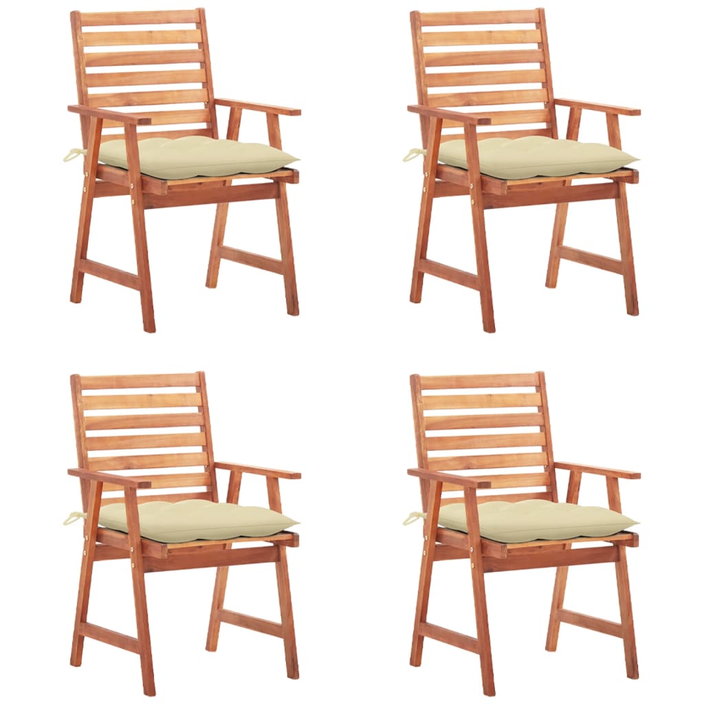 Outdoor Dining Chairs 4 pcs with Cushions Solid Acacia Wood