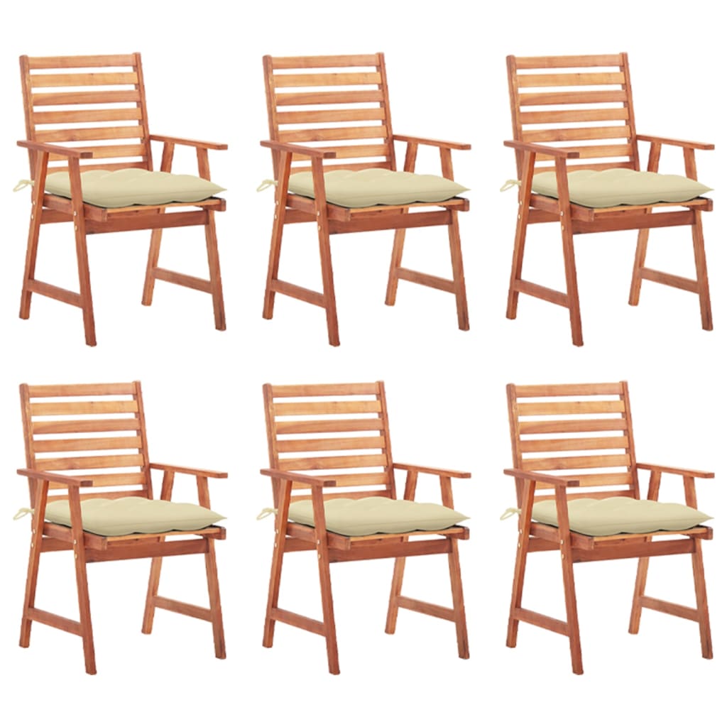 Outdoor Dining Chairs 6 pcs with Cushions Solid Acacia Wood