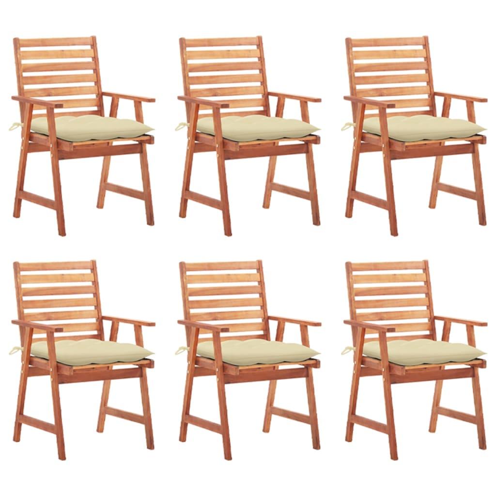 Outdoor Dining Chairs 6 pcs with Cushions Solid Acacia Wood