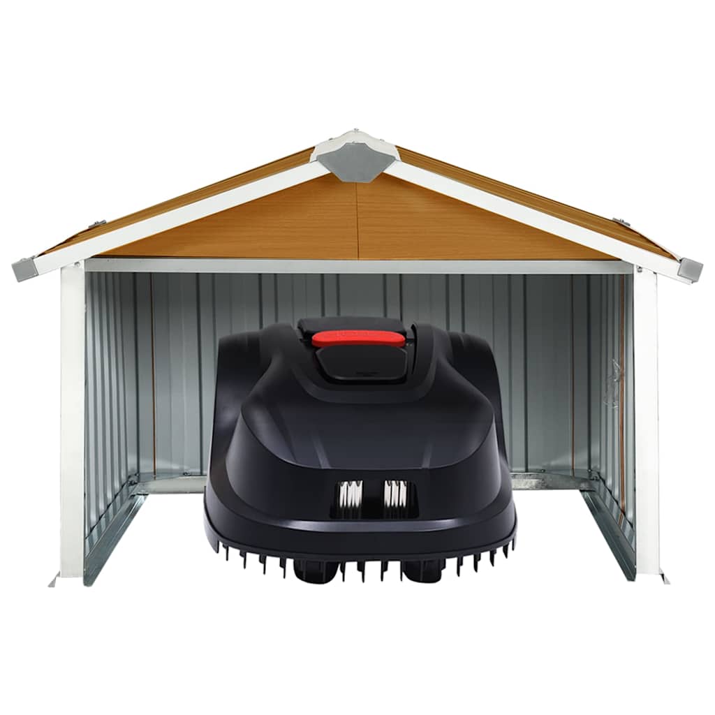 Garden Robot Lawnmower Shed 92x97x63 cm Galvanised Steel Brown