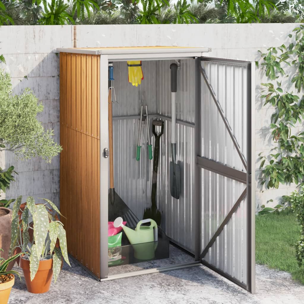 Garden Tool Shed Brown 88x89x161 cm Galvanised Steel