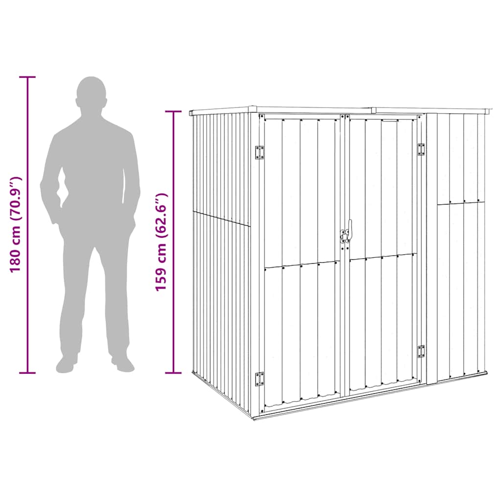 Garden Tool Shed Grey 161x89x161 cm Galvanised Steel