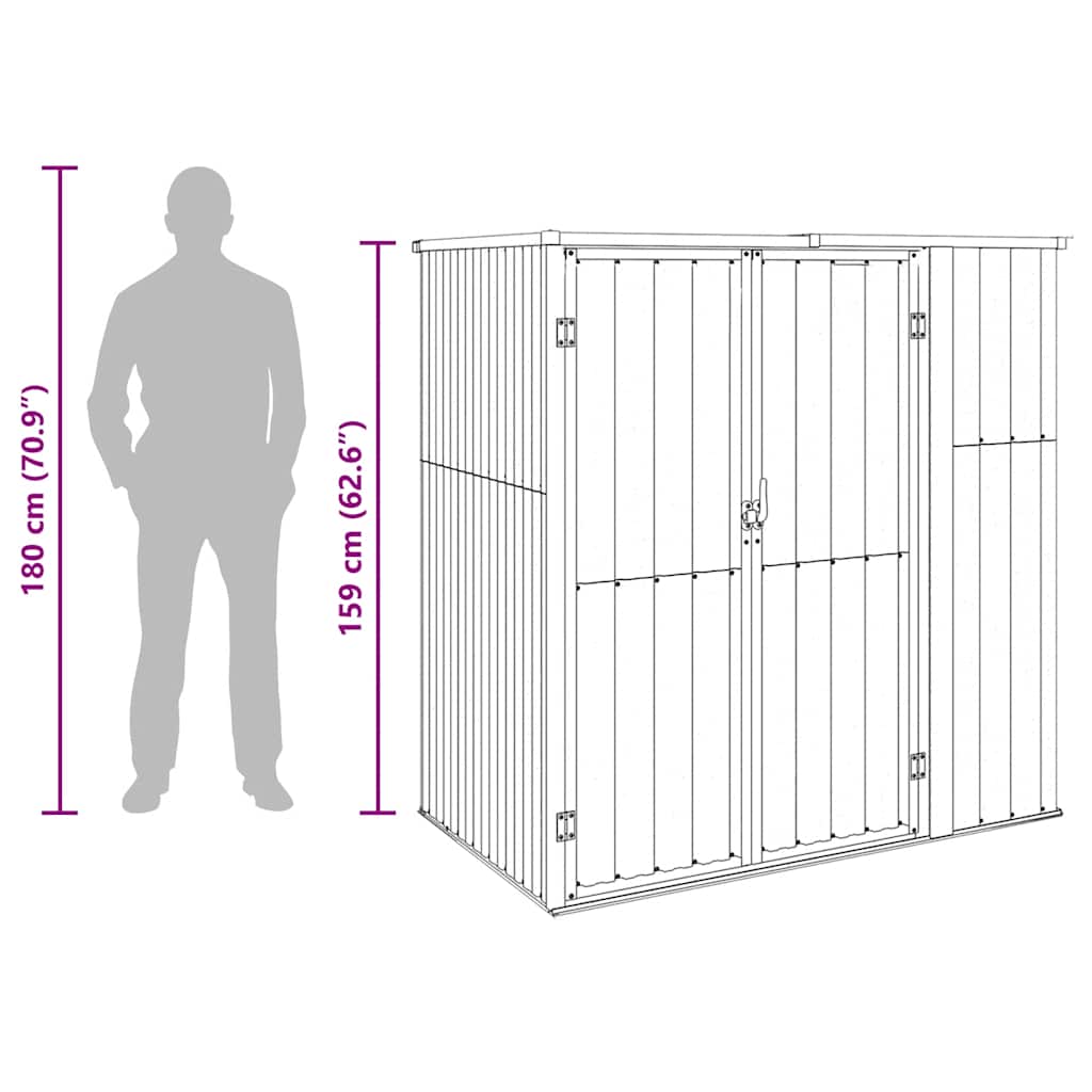 Garden Tool Shed Brown 161x89x161 cm Galvanised Steel