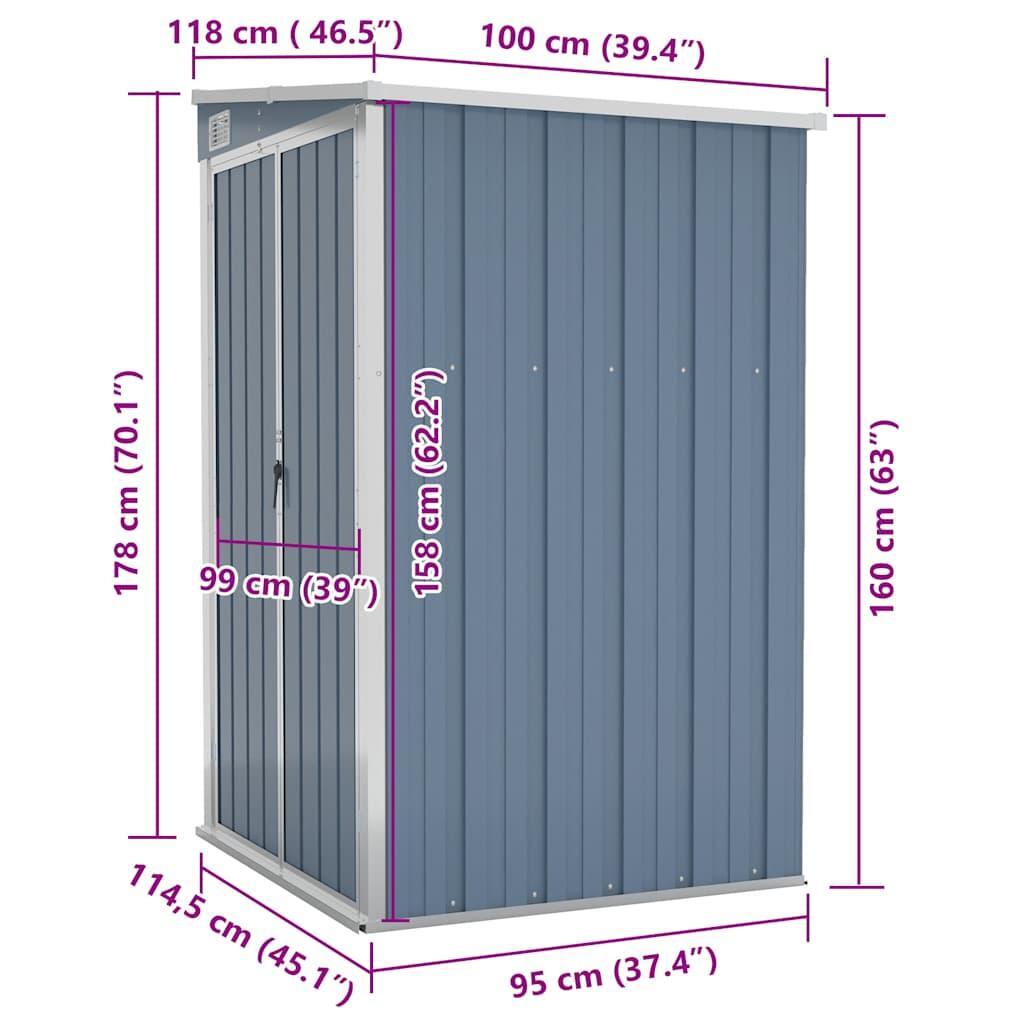 Wall-mounted Garden Shed Grey 118x100x178 cm Galvanised Steel