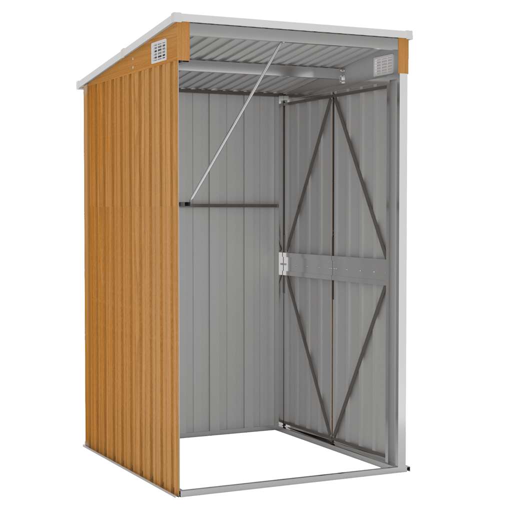 Wall-mounted Garden Shed Brown 118x100x178 cm Galvanised Steel