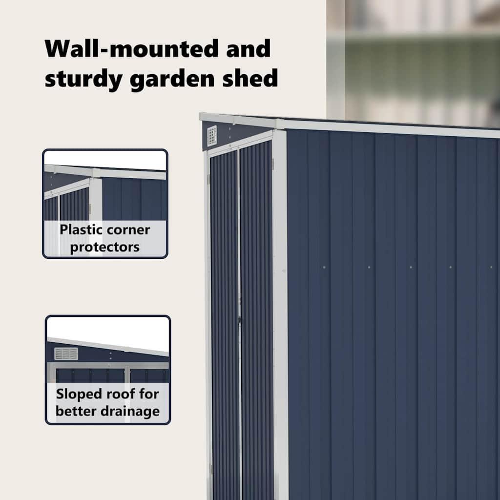 Wall-mounted Garden Shed Anthracite 118x194x178 cm Steel
