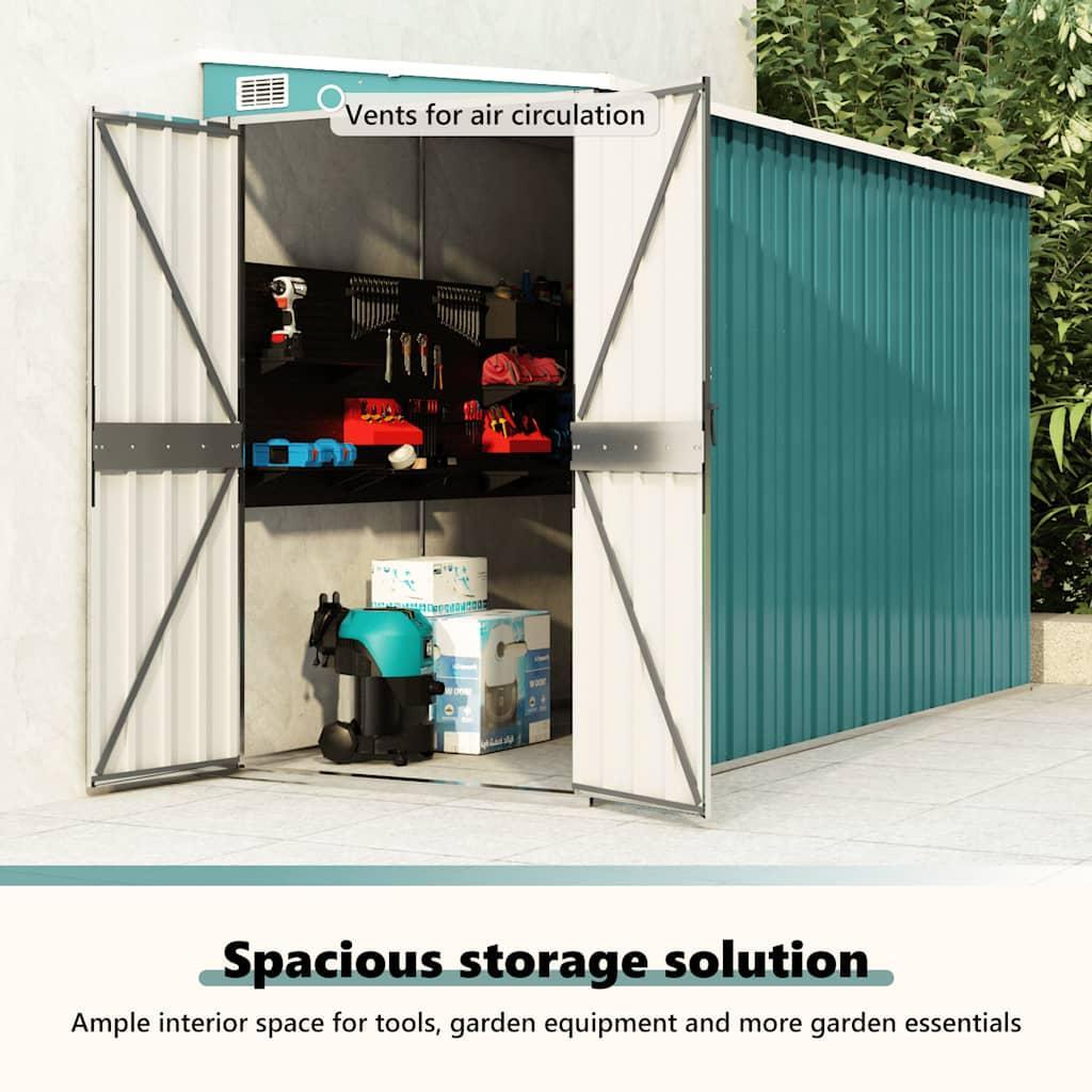 Wall-mounted Garden Shed Green 118x288x178 cm Galvanised Steel