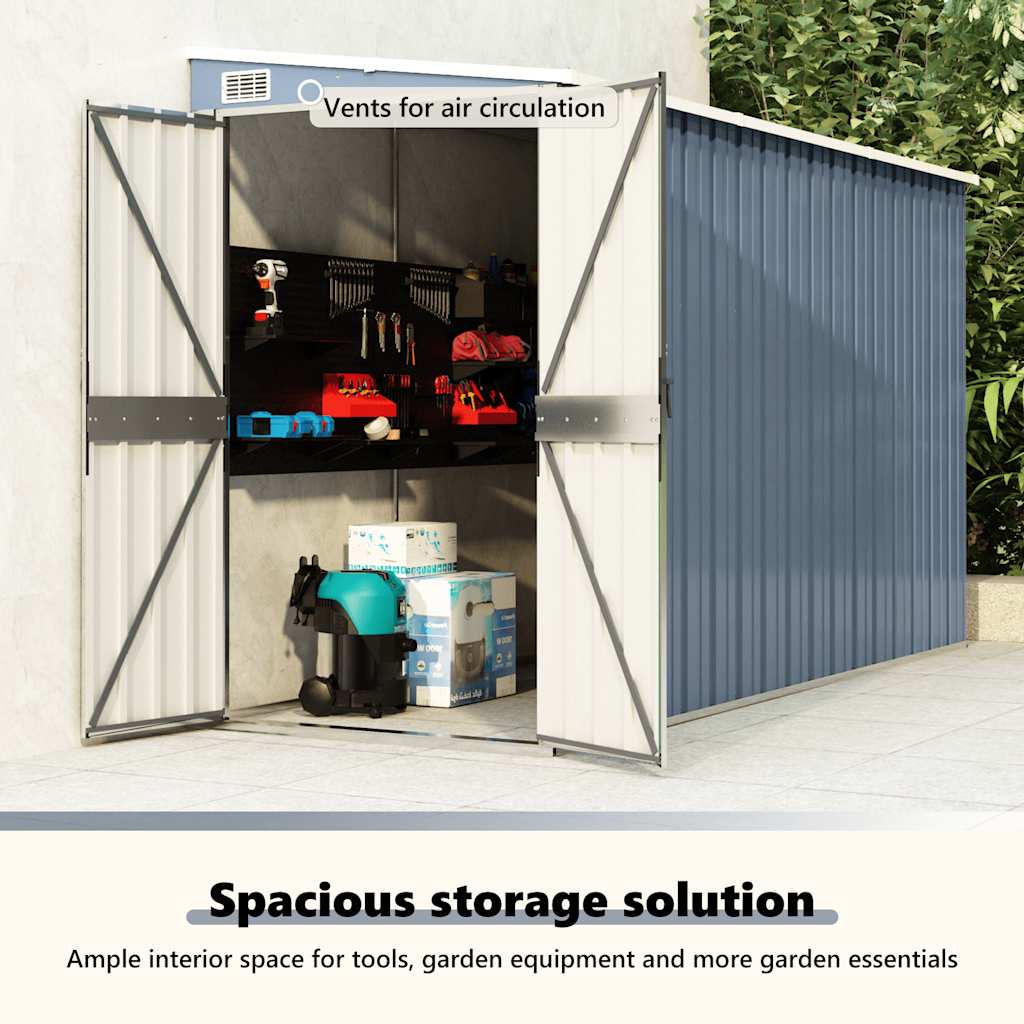 Wall-mounted Garden Shed Grey 118x288x178 cm Galvanised Steel