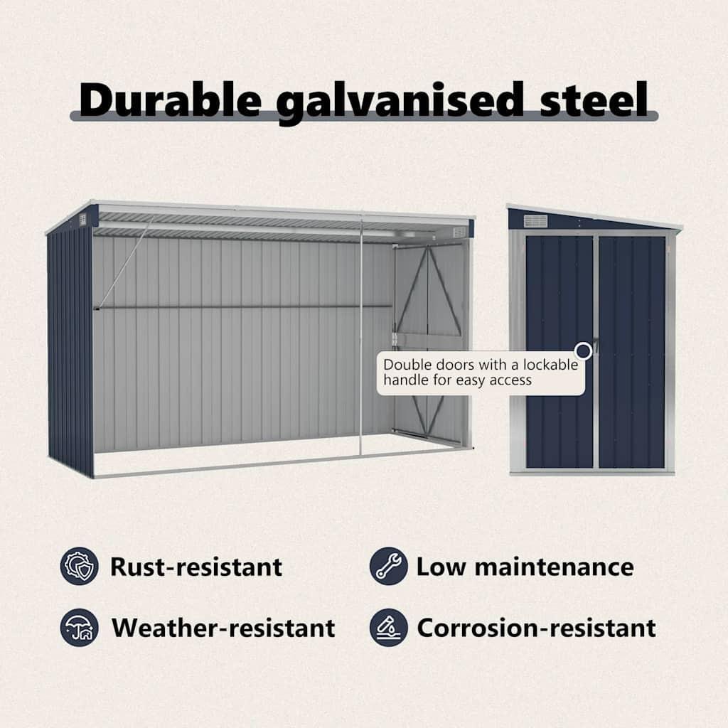 Wall-mounted Garden Shed Anthracite 118x288x178 cm Steel