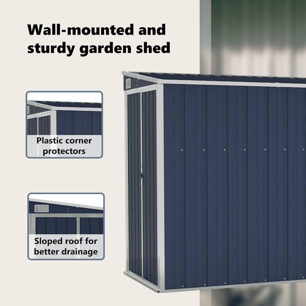 Wall-mounted Garden Shed Anthracite 118x288x178 cm Steel